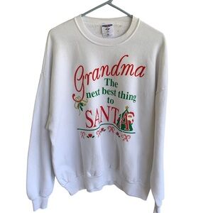 Vintage Grandma Christmas Holiday Crewneck Sweatshirt Adult XL 90s Sweater